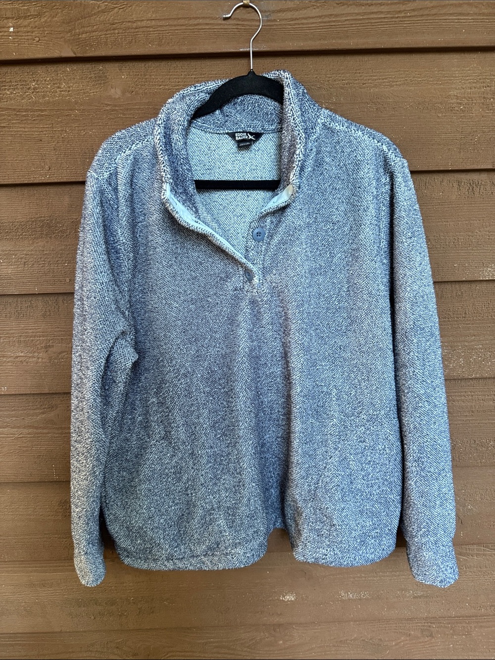 Eddie Bauer Heather Blue Quarter-Zip Fleece Pullover size XL